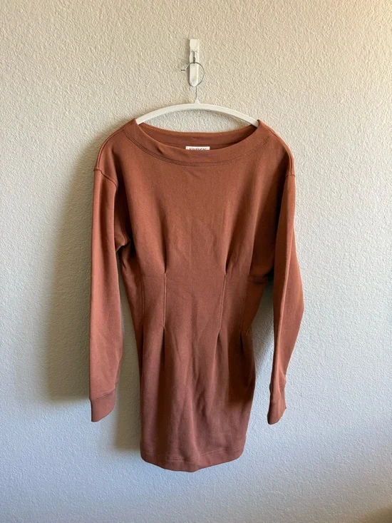 Nation Los Angeles Ronni Mini Dress in Tobacco Brown 100% Cotton Fitted Small - Picture 3 of 8